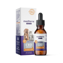 Medterra Pet CBD Drops in Chicken Flavor, 300mg CBD, 1 fluid ounce bottle with a box featuring a dog and cat.