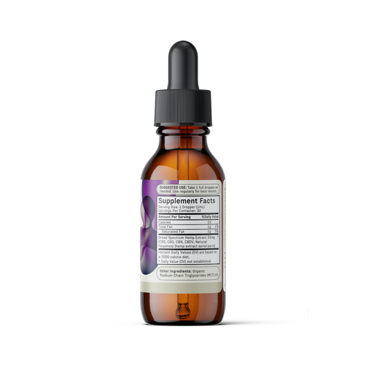 Medterra Enhanced Relief Broad Spectrum CBD Oil bottle with box, 1000mg CBD, Unflavored, Tincture, 33mg CBD per dropper.