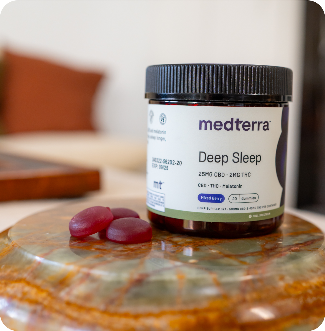 medterra Deep Sleep 25MG CBD 2MG THC CBD THC Melatonin Mixed Berry 20 Gummies HEMP SUPPLEMENT FULL SPECTRUM
