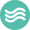 Teal circle with three white wavy lines icon
