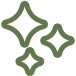 Decorative trio of green sparkle shapes
