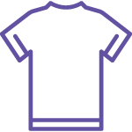 Purple short-sleeved T-shirt outline on a white background.