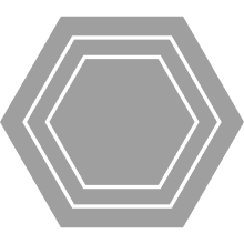 A grayscale hexagon with a thick border containing two inner hexagonal outlines.