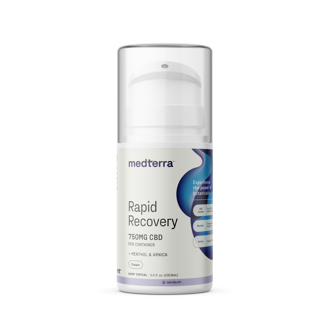 medterra Rapid Recovery pump bottle — 750MG CBD PER CONTAINER, + MENTHOL & ARNICA Cream